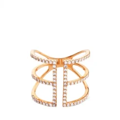 Sortija GeometriCh de oro rosa con hileras de diamantes