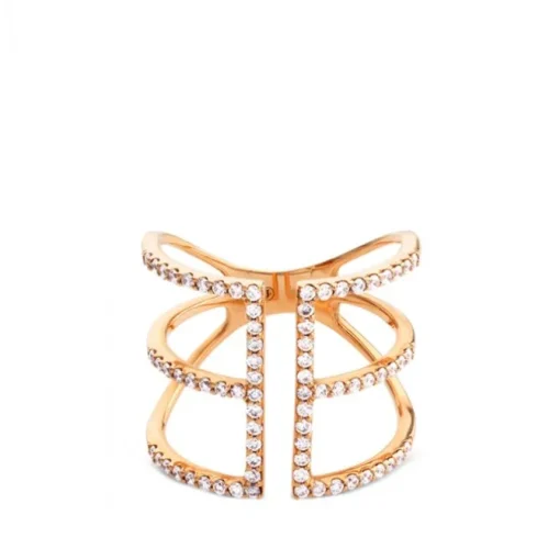Sortija GeometriCh de oro rosa con hileras de diamantes