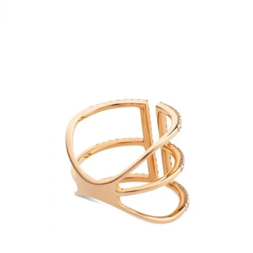 Sortija GeometriCh de oro rosa con hileras de diamantes