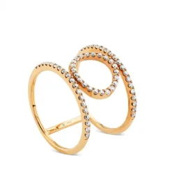 Sortija GeometriCh en círculo de oro rosa con pavé de diamantes
