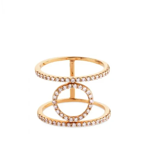 Sortija GeometriCh en círculo de oro rosa con pavé de diamantes