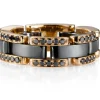 Sortija "Link" de oro rosa con cerámica y diamantes negros