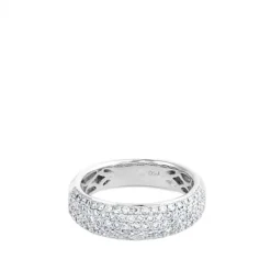 Sortija media caña ancha de oro blanco con pavé de diamantes de 0,89 quilates