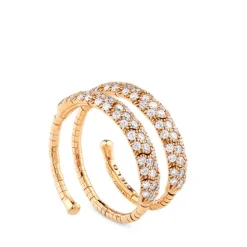 Sortija muelle dos vueltas de oro rosa con pavé de diamantes