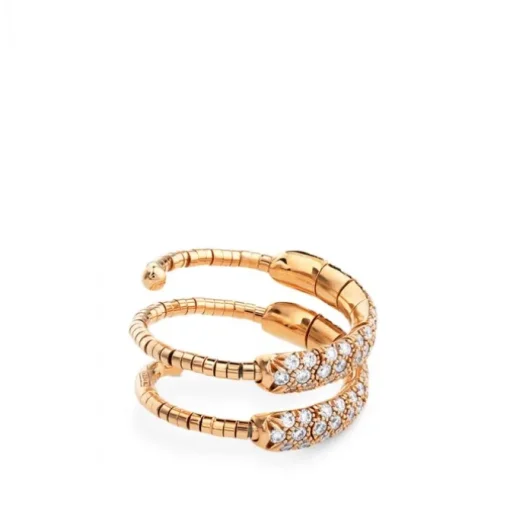 Sortija muelle dos vueltas de oro rosa con pavé de diamantes