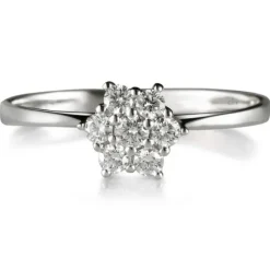 Sortija roseta de oro blanco con diamantes