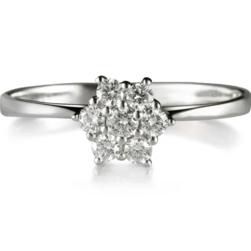 Sortija roseta de oro blanco con diamantes