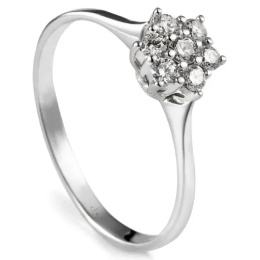 Sortija roseta de oro blanco con diamantes