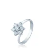 Sortija rosetón de oro blanco con diamantes