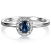 Sortija "Royal Trilogy" de oro blanco mini zafiro y orla de diamantes