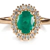Sortija "Royal Trilogy" de oro rosa esmeralda y orla de diamantes