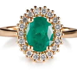 Sortija "Royal Trilogy" de oro rosa esmeralda y orla de diamantes
