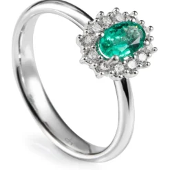 Sortija "Royal Trilogy" de oro blanco esmeralda y orla de diamantes