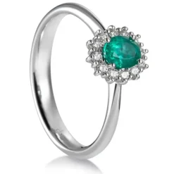 Sortija "Royal Trilogy" de oro blanco mini esmeralda y orla de diamantes