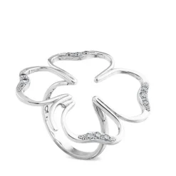 Sortija silueta cLOVEr de oro blanco y diamantes GM