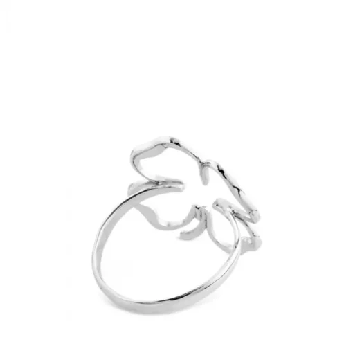 Sortija silueta cLOVEr de oro blanco y diamantes GM