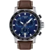 Tissot Supersport Chrono azul correa marrón 45mm