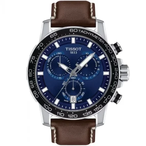Tissot Supersport Chrono azul correa marrón 45mm