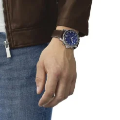 Tissot Supersport Chrono azul correa marrón 45mm